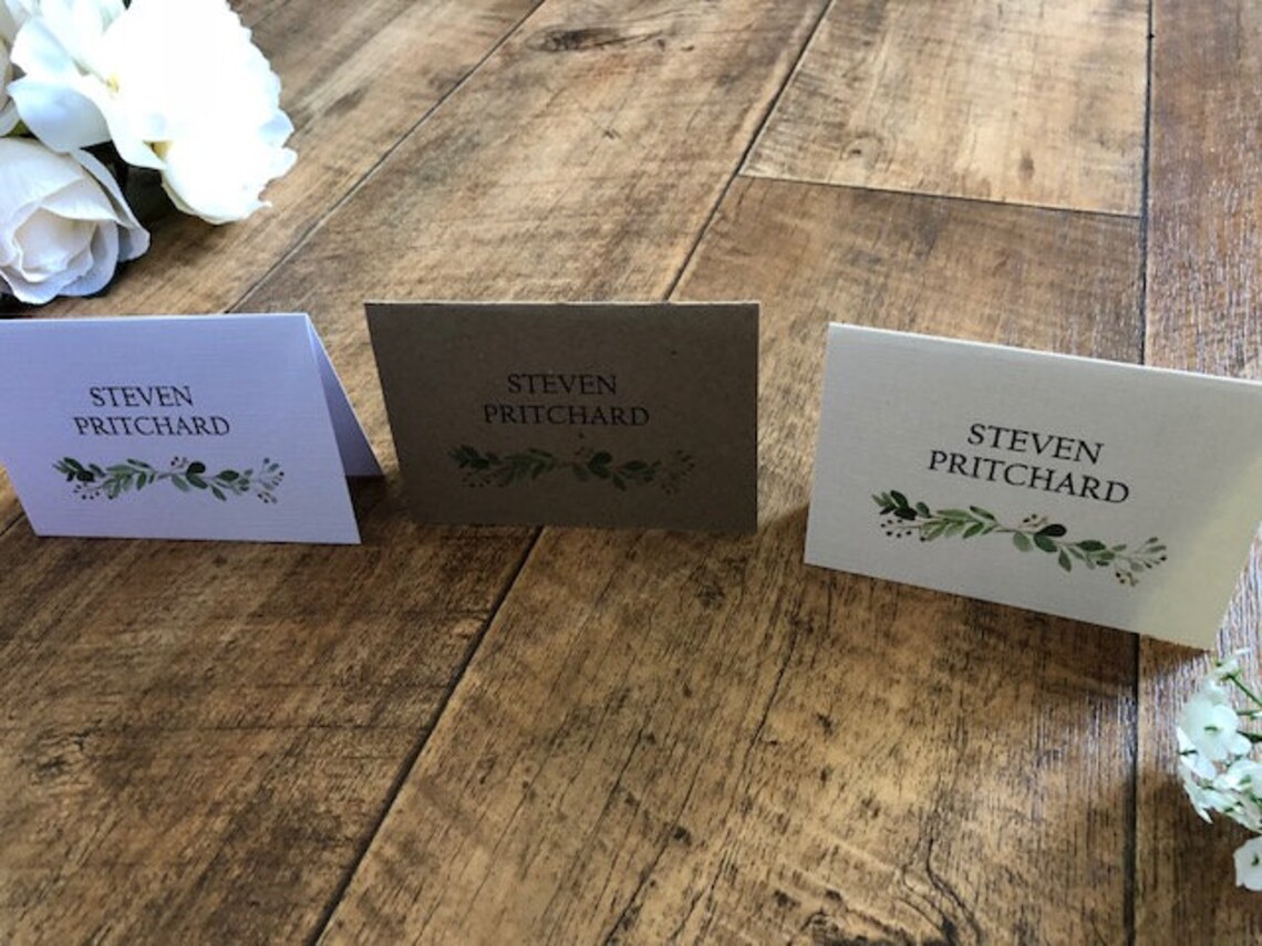 Personalised Tent Place Name Cards Wedding Party Botanical Etsy UK