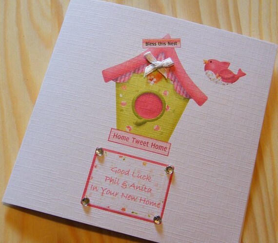 PERSONALISED Handmade Card NEW HOME Birds