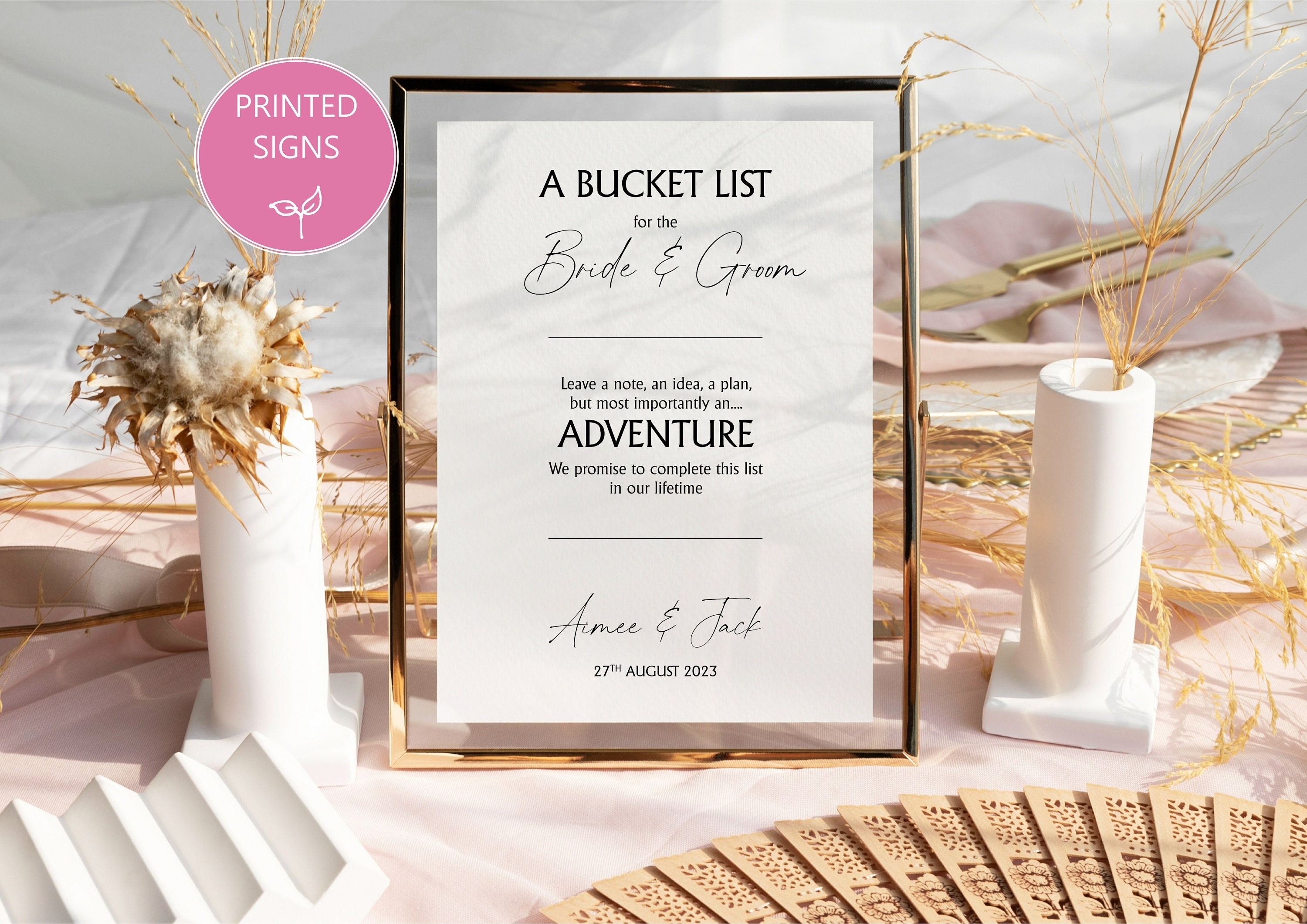 Letrero de boda personalizado (A4/A5) - Lista de deseos - Tarjetas de consejos - Simple Modern 203