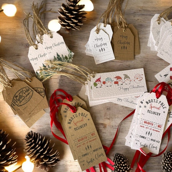 Packs of Christmas Gift Tags - Various designs - Present tags | Xmas tags | Santa Sack tags | Kids Christmas Tags | Gonk Tags | Do not open