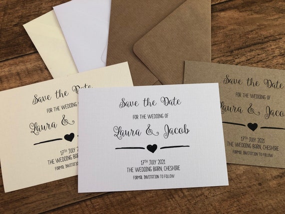 Pack of 10 A6 Save The Date Evening Card Wedding Botanical Green Leaves