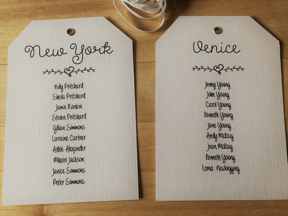 Personalised Wedding TABLE SEATING PLAN//WELCOME SIGN VINTAGE TAGS