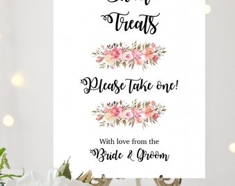 A4/A5  Wedding Sign - Sweet Treats - Candy Bar - Pink Floral