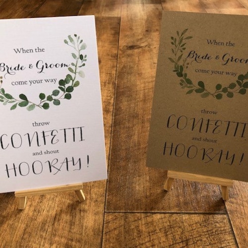A4/A5 Wedding Sign Throw Confetti Botanical Green Leaves Etsy UK