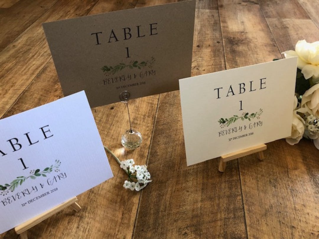 Personalised Printed A5 A6 Table Number / Name Cards - Wedding ...