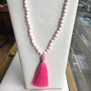 Dyed Jade Hand Knotted Tassel Necklace