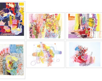 Set of 6 postcards of abtract art printed from original artwork