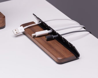 Wood Cable Organizer Box Minimalist, Cable Management Box Wood, Desk Cord Organizer, Steel and Wooden Cord Organizer, Desk Cable Holder