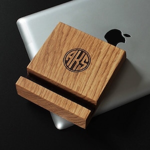 iPad Stand Wood Includes FREE Monogram of Initials image 1