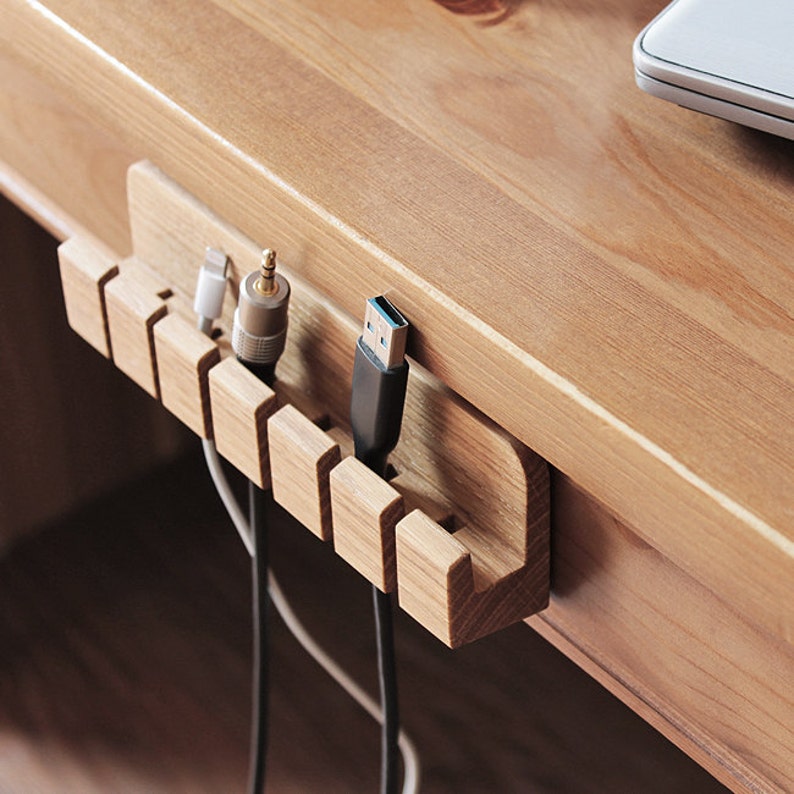 Wooden Cable and Charger Organizer Cable Management for image 3