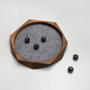 Dice Tray, Geometric Minimalist Walnut Rolling Tray Tabletop Games