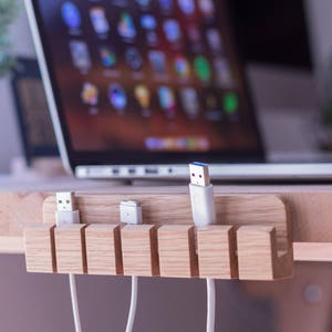 Wooden Cable and Charger Organizer Cable Management for Power Cords and Charging Cables image 10
