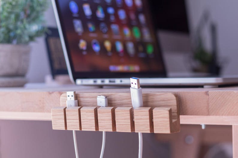 Wooden Cable and Charger Organizer Cable Management for image 10