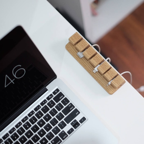Wooden Cable and Charger Organizer Cable Management for Power