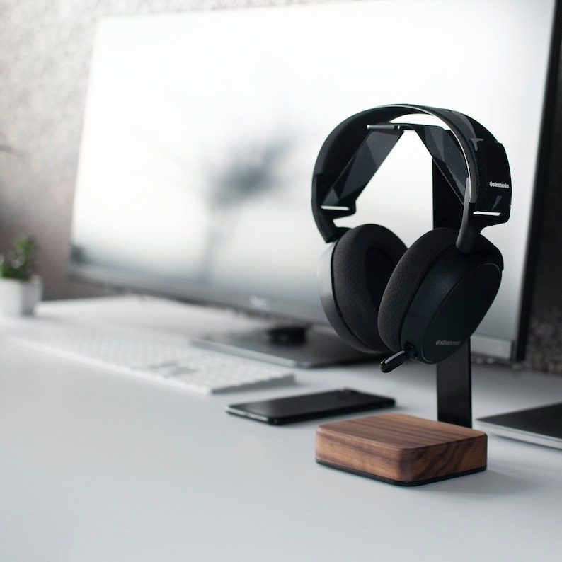 Headphone Stand Wood Steel and Wood Headphone Holder Makes Etsy Canada