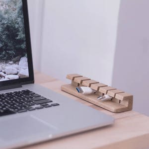 Wooden Cable and Charger Organizer Cable Management for Power Cords and Charging Cables image 5