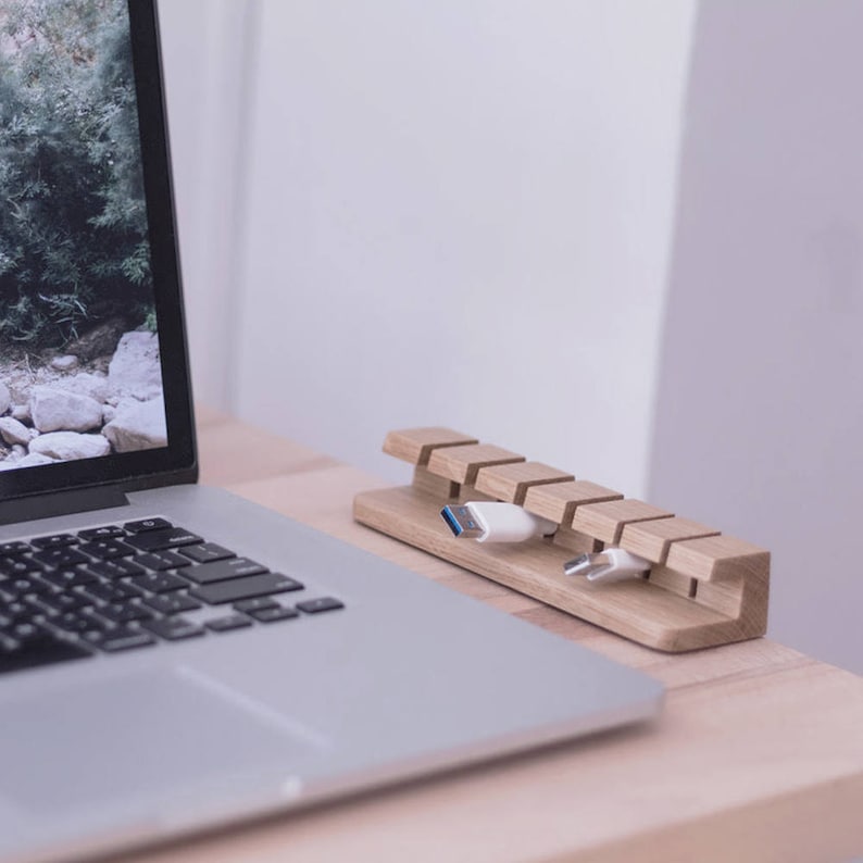 Wooden Cable and Charger Organizer Cable Management for Power Cords and Charging Cables image 5