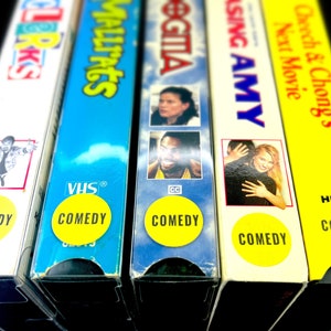 3/4” VHS Comedy Label Sheet of 24 | Removeable | Retro | Movie Collectors | Matte | Genre Label