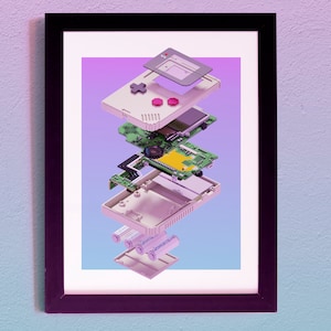 8&quot;x10&quot; DMG Console Art Print | Limited edition| 3D Voxel Art |  Retro Gaming | Game Room Décor