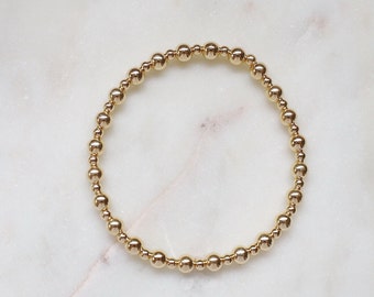 14K Gold Filed Bead Bracelet • Gold filled Beaded Bracelet • Perfect Gift To Add To Your Stack • Stretch Bracelets  • B340