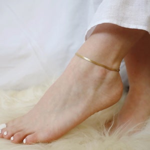 Herringbone Chain Anklet 14K Gold Filled Herringbone Anklet Gift for her Gold Anklet Herringbone Chain Ankle Bracelet B334 image 2