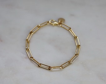 Dainty 14K Gold Filled Paperclip Chain Bracelet • B329