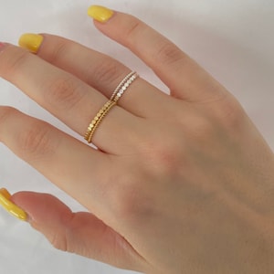 14K Gold Filled or Sterling Silver Stacking Ring: Twist or Beaded • B294