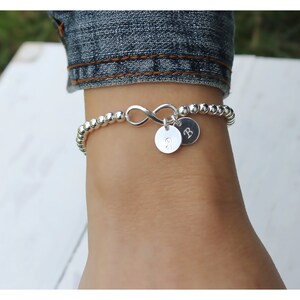 Sterling Silver Infinity Bracelet Cancer Ribbon charm Infinity Bracelet Cancer Charm Personalized Infinity Bracelet B041 image 4