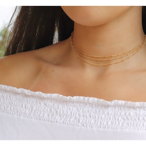 Gold Choker • Gold Chain Choker • Gold Choker Necklace • 14K Gold Filled Choker • Sterling Silver Choker • Choker Satellite Chain