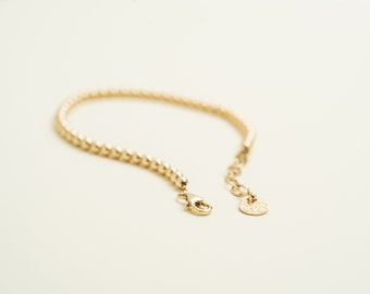 14K Massivgold 3 mm Perlenarmband • Dicke Wand 14K Massivgoldperlenarmband • Beaucoupdebeads • B313