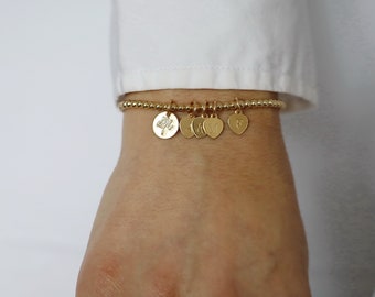 14K Gold Filled Tree of Life Charm Bracelet: Personalized Initial Heart • B331