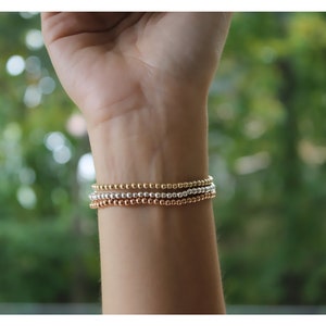 14K Gold Filled Beaded Bracelet • Sterling Silver beaded Bracelet • Rose gold beaded bracelet • Gold stacking bracelet • B022