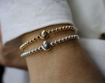 Maple Leaf Beaded Bracelet: Sterling Silver or 14K Gold Filled • B427