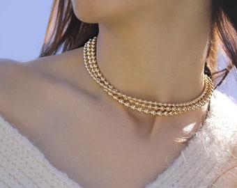 14K Gold Filled Beaded Necklace: Layering Necklace • B291