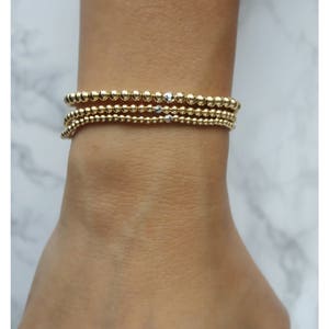 Gold Beaded Bracelet Stackable Bracelets 14K Gold Filled Bracelets Sterling Silver Gold Bead Bracelet Gift For Her B017 image 5