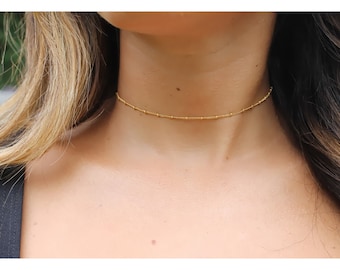 Gold Satellite Choker • Dainty Choker • Minimalist Choker • Satellite Chain Choker • Friends Gift • Layering Jewelry • Gift For Her • B142