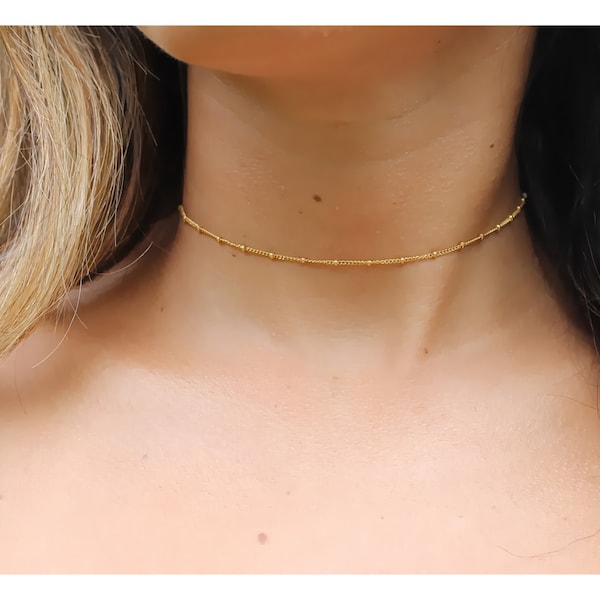 Gold Satellite Choker • Dainty Choker • Minimalist Choker • Satellite Chain Choker • Friends Gift • Layering Jewelry • Gift For Her • B142