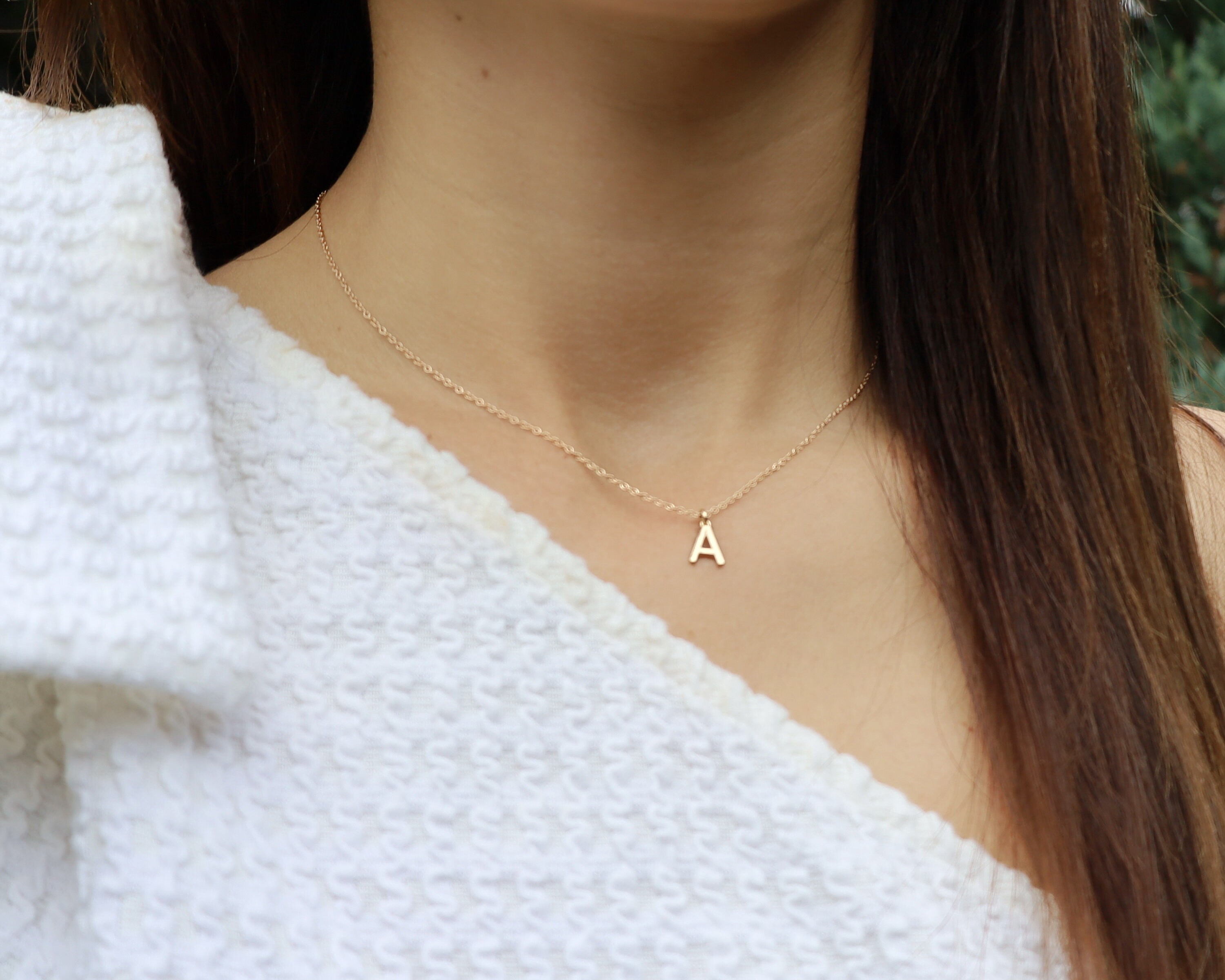 Solid Gold Initial Necklace Etsy Singapore