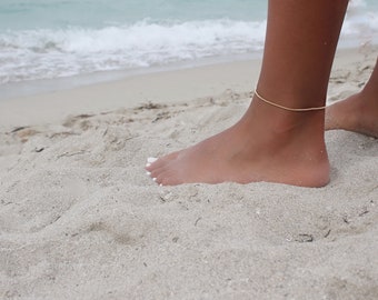 Gold Bead Anklet: 14K Gold-Filled or Sterling Silver