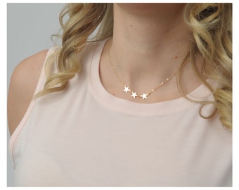 3 colliers étoiles en or • Collier délicat étoiles en or • Collier astrologie • Collier en or minimaliste • Cadeau pour amis • Cadeau pour elle • B262