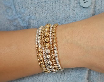 Two-Tone Beaded Bracelet: Sterling Silver & 14K Gold Filled