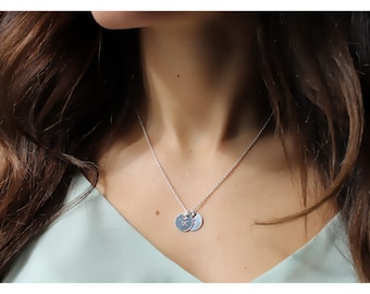 personalized jewelry • initial necklace • sterling silver necklace • silver initial necklace • initial disc • disk necklace • B089