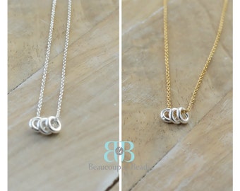 Three Ring Necklace • Circle Necklace • Dainty Three Ring Necklace • Sterling Silver or 14K Gold Filled Ring Necklace • Gift for Her • B187