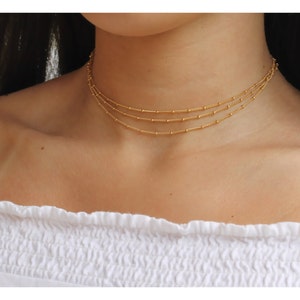 Triple Choker Necklace • 3 Layer Choker • Gift For Her • Satellite Chain Choker Necklace • Minimalist Necklace • Bridesmaids Gift • B012