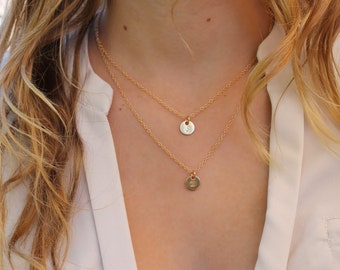 Gold Initial Necklace • Gold Initial Necklace • Double Gold Initial Necklace • Personalized Jewelry • Monogrammend Necklace • B119
