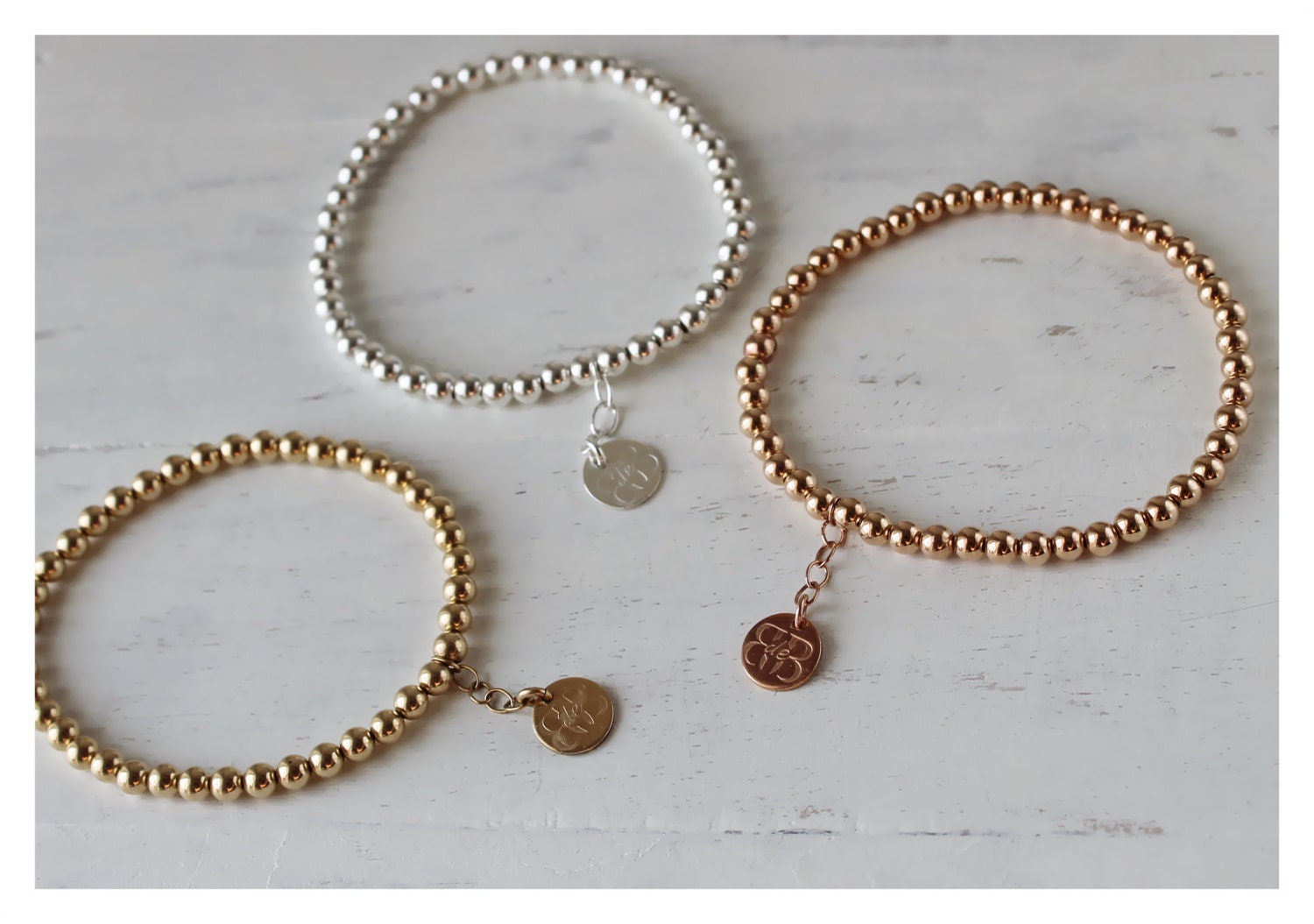 Gold Bead Bracelet Gold Filled Ball Bead Bracelet Round Etsy