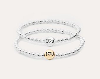 I Love You Bead Bracelet: Sterling Silver or Gold Filled • B430