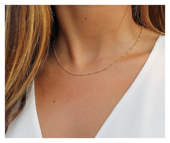 Satellite Chain Necklace | Caitlyn Minimalist 18K Gold