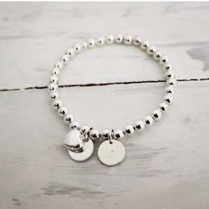 Pulseira de contas de prata esterlina • Pulseira de bolas de contas • Pulseira de contas personalizadas • Pulseira de bolas de 6 mm • Bola de prata • BeaucoupdeBeads B025