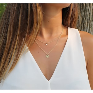 Dainty Layered Set • Gold And Sterling Silver Layered Necklace • Initial Necklace • Personalized Jewelry • Dainty Layered Necklaces • B080